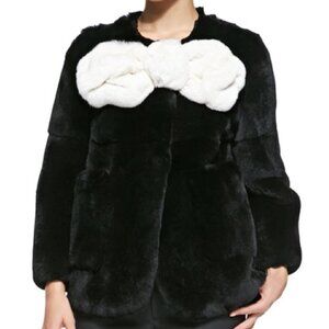$13500 NWT Marc Jacobs Black White Bow Dyed Rabbit Fur Jacket size 8